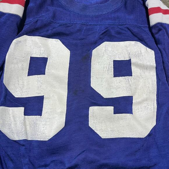 Vintage 50s 60s Blue/Red Rayon Varsity Football Jersey - Picture 2 of 4